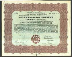 1925. Államadóssági kötvények 125.000K + 250.000K + 500.000K + 1.000.000K szelvényekkel