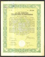 1942. A Magyar Királyság 3%-kal kamatozó törlesztéses államadóssági kötvénye 25P + 50P + 100P + 500P + 1000P-ről szelvényekkel szárazpecséttel