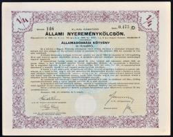 Budapest 1941.4%-kal Állami Nyereménykölcsön - Államadóssági kötvény 50P-ről szelvényekkel szárazpec...