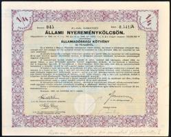 Budapest 1941.4%-kal Állami Nyereménykölcsön - Államadóssági kötvény 50P-ről szelvényekkel szárazpec...