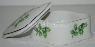 Matricás díszítésű aranyozott jelzett kis Hollóházi ékszeresdobozka / 
Little Hollóháza porcelain je...