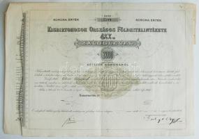 1906. "Kisbirtokosok Országos Földhitelintézete" 4 1/2%-os Záloglevél 2000K-ról szelvényekkel magyar-német-francia nyelven