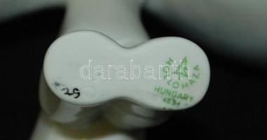 3db Hollóházi porcelán állatfigura és egy matricás, Győr látképével díszített porcelán kulacs / 
Hol...