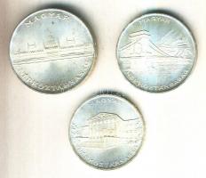 1956. 10Ft + 20Ft + 25Ft Ag "10 éves a Forint" sor T:BU