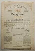 1915. Magyar Jelzálog-Hitelbank Budapest 4 1/2%-os Záloglevele 1000K-ról szelvényekkel magyar-német-francia nyelven, vízjeles papíron