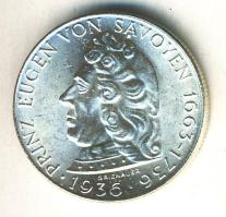Ausztria 1936. 2Sch Ag "Szavolyai Jenő herceg" T:2 Ausztria 1936. 2 Schilling Ag "Eugen von Savoyen" C:XF