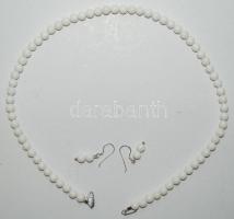 Fehér korall nyaklánc hozzá tartozó fülbevaló párral, ezüst (Ag) szerelékkel / 
White coral necklace...