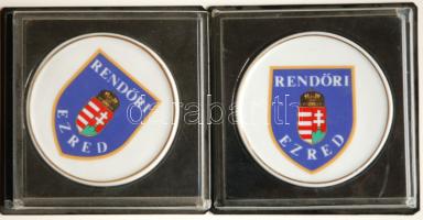 DN. 2db "Rendőri Ezred" hollóházi porcelán plakett (87mm) T:1
