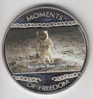 Libéria 2004. 10$ "Szabadság pillanatai-Ember a holdon 1969." multicolor T:PP Liberia 2004. 10 Dollars "Moments of Freedom-MAn on the Moon 1969." multicolor C:PP