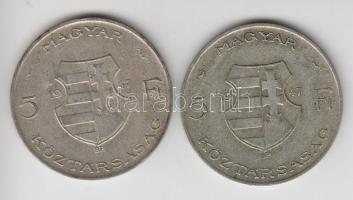 1947. 5Ft Ag "Kossuth" (2x) T:2-