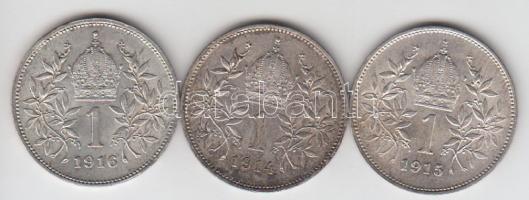 Ausztria 1914-1916. 1K Ag (3x) T:2,2-
Austria 1914-1916. 1 Corona Ag (3x) C:XF,VF