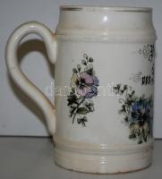 cca 1900 Kézzel festett "Prosit Neujahr von Anton Schilk" feliratú újévi emlékkorsó /  Hand painted beer jug, 14cm