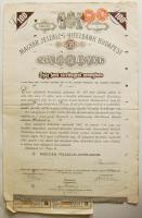 1907. Magyar Jelzálog Hitelbank Budapest Záloglevél 100 Font sterlingről aranyban, szelvényekkel, lyukasztással érvénytelenítve