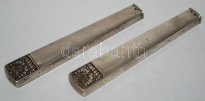 1954 után 2db növényi motívumokkal díszített 800-as tisztaságú jelzéssel ellátott ezüst (Ag) késnyél /  Silver knife handles with 800 fineness mark, 76,2gr