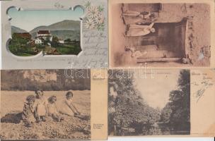 6 db régi városképes és folklór lap