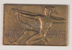 Berán Lajos (1882-1943) 1928. "Magyar Országos Céllövő Szövetség" Br plakett díjérem (64x41mm) T:2 / 1928. Hungarian National Target Shooting Association Br plaque Sign.: Lajos Berán C:XF
