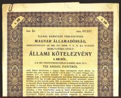 1926. 3 1/2%-kal kamatozó törlesztéses magyar államadósság, Állami Kötelezvény 10Ł-ról pár szelvénnyel