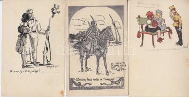 3 db régi katonai motívumlap