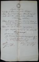 1853 Tárgyalási jegyzőkönyv 15kr szignettával