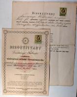1872-1873 2 db Bizonyítvány