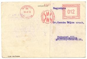 1943 Nyílt levelezőlap a Weiss Manfréd gyár bélyegzőjével