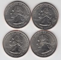 Amerika Egyesült Államok 2004-2007. 1/4$ 4db klf emlékkiadása tanúsítványokkal! T:BU
USA 2004-2007. ...