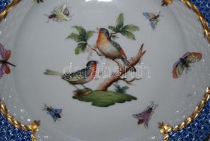 Exkluzív Rothschild-mintás kézzel festett aranyozott jelzett Herendi porcelán süteményes tányérok (3...