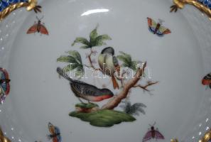 Exkluzív Rothschild-mintás kézzel festett aranyozott jelzett Herendi porcelán süteményes tányérok (3...