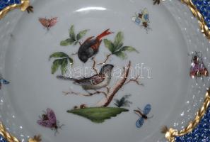 Exkluzív Rothschild-mintás kézzel festett aranyozott jelzett Herendi porcelán süteményes tányérok (3...