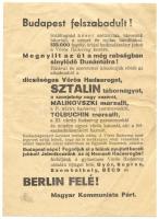 1945 Budapest felszabadult, szórólap, apró szakadás