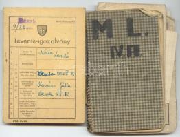 1935 Levente igazolvány és notesz benne sok dokumentummal