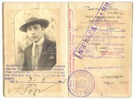 1937 Román útlevél illeték bélyegekkel