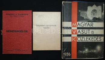 1936 Magyar vasút és közlekedés, vasúttal kapcsolatos füzetekkel, íratókkal,