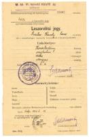 1943 Igazolványlap és leszerelési jegy