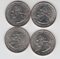 Amerika Egyesült Államok 2003-2007. 1/4$ 4db klf emlékkiadása tanúsítványokkal! T:BU
USA 2003-2007. ...