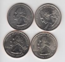 Amerika Egyesült Államok 2000-2007. 1/4$ 4db klf emlékkiadása tanúsítványokkal! T:BU
USA 2000-2007. ...
