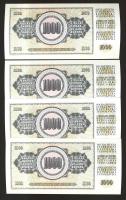 Jugoszlávia  1981 1000D (4x) egymás utáni sorszámmal T:I Yugoslavia  1981. 1000 Dinara (4x) sequential serials C:Unc