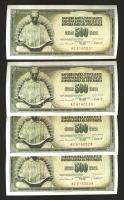 Jugoszlávia  1981. 500D (4x) egymás utáni sorszámmal T:I
Yugoslavia  1981. 500 Dinara (4x) sequentia...
