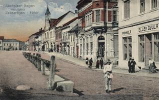 Szászrégen main square, the shop of Gyula Ellek and A. Frankel
