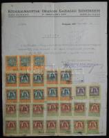 1925 Nyugta Közalkalmazottak Országos Gazdasági Szövetkezete, 29 db illetékbélyeggel