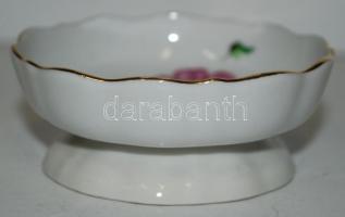 Kézzel festett aranyozott jelzett mini Herendi porcelán kínáló tálka / 
Hand painted tiny Herendi po...