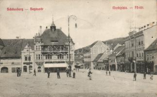 Segesvár main square, shops