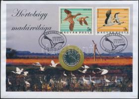 1994-2008. 5Ft "Hortobágy madárvilága" érmés bélyeges boríték (6x) mind különféle bélyegvariációval T:1