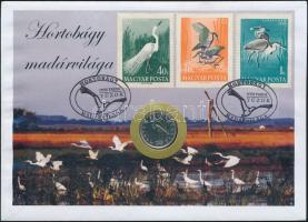 1994-2008. 5Ft "Hortobágy madárvilága" érmés bélyeges boríték (6x) mind különféle bélyegva...