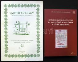2db borászattal kapcsolatos könyv: Szőlőhegyi szabályzatok és hegyközségi törvények a 17-19. századb...