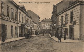 Székesfehérvár Nagy Sándor utca, Töke Ferenc üzlete, Korai cukorkaáruház, Fekete Sas Szálló, Kávéház (EK)