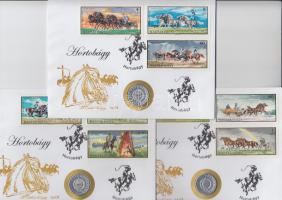 1968. 1Ft "Hortobágy" érmés bélyeges boríték alkalmi bélyegzővel (3x) klf bélyegvariációval T:2