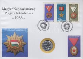 1966. 50f "Magyar Népköztársaság Polgári Kitüntetései" érmés bélyeges boríték alkalmi bély...