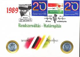 1989. 20f "Népköztársaság" + 1990. 20f "Köztársaság" - "Rendszerváltás - ha...