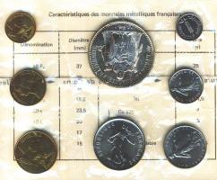 Franciaország 1972. 1c-10Fr forgalmi sor 8db klf értékkel, közte ezüst darabokkal, dísztokban és tan...